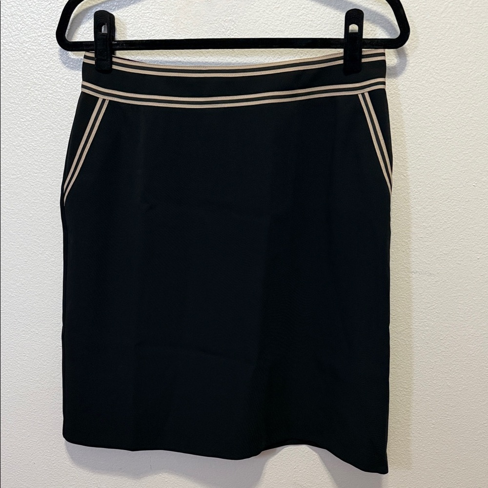Vintage Tristan Black Pencil Skirt with Tan Accents
